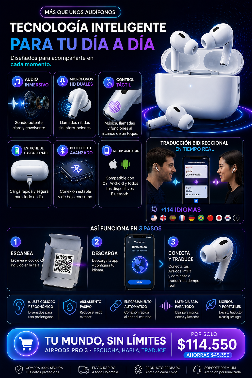 Airpods Pro 3 Traducción IOS y Android 1:1 — sección 5