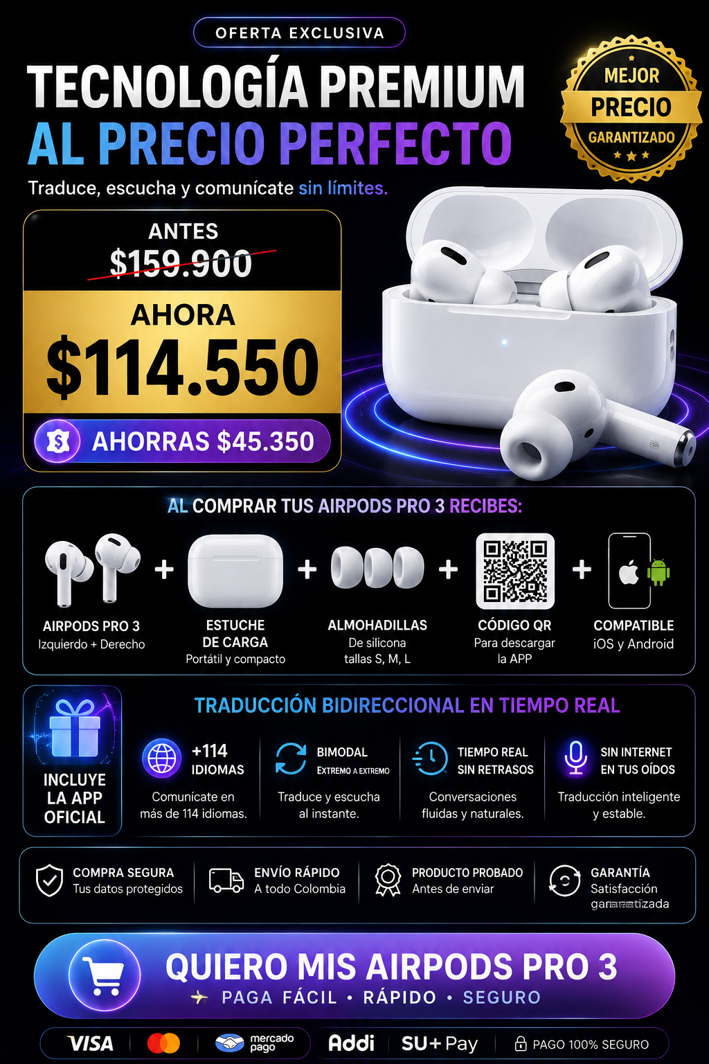 Airpods Pro 3 Traducción IOS y Android 1:1 — sección 6