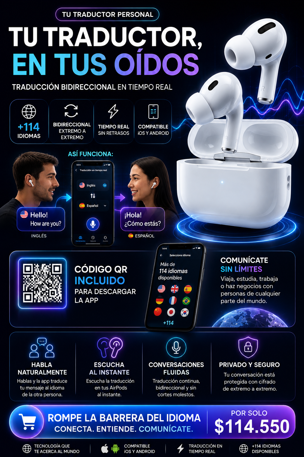 Airpods Pro 3 Traducción IOS y Android 1:1 — sección 4