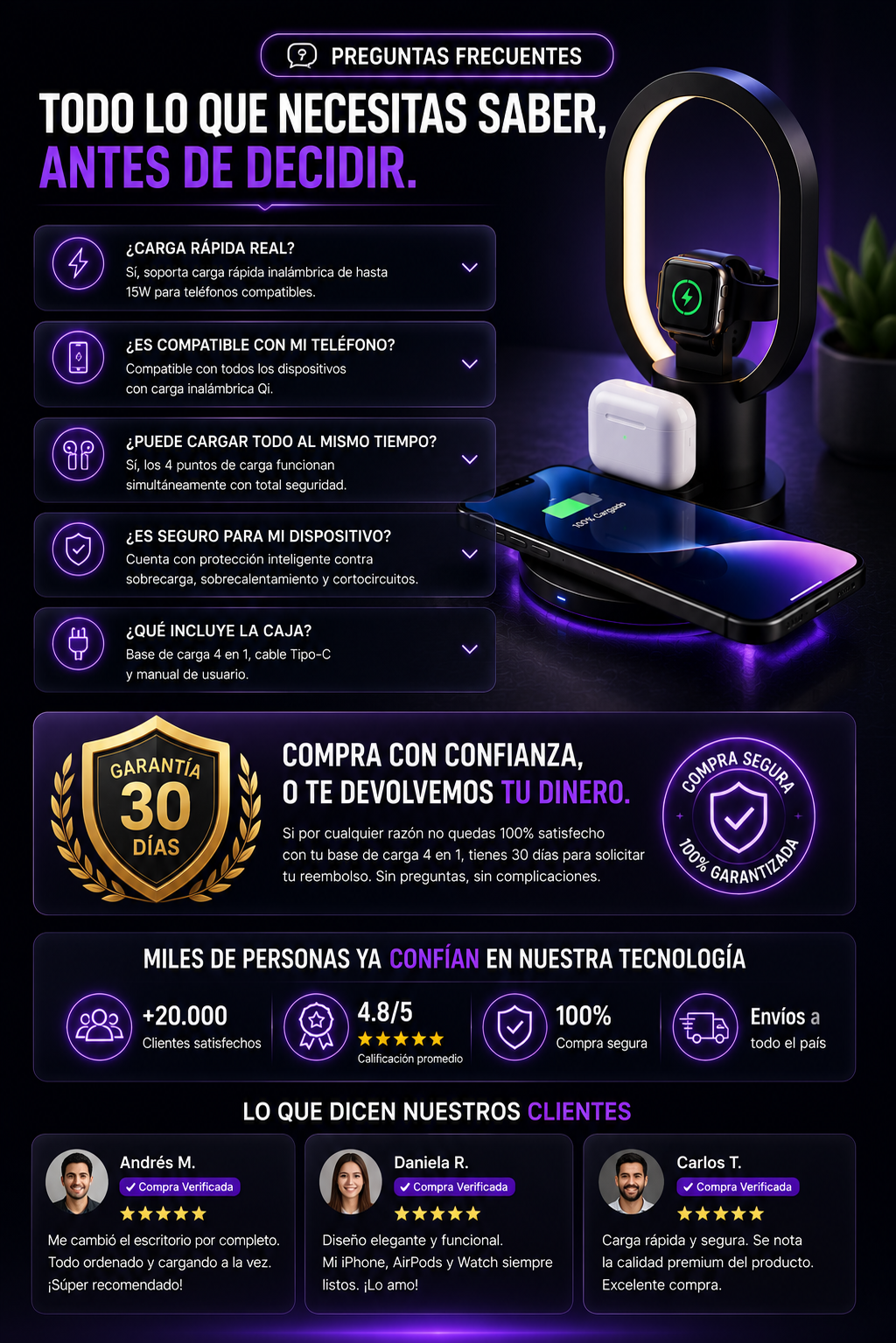 Base de Carga Inalámbrica 4 en 1 — sección 9