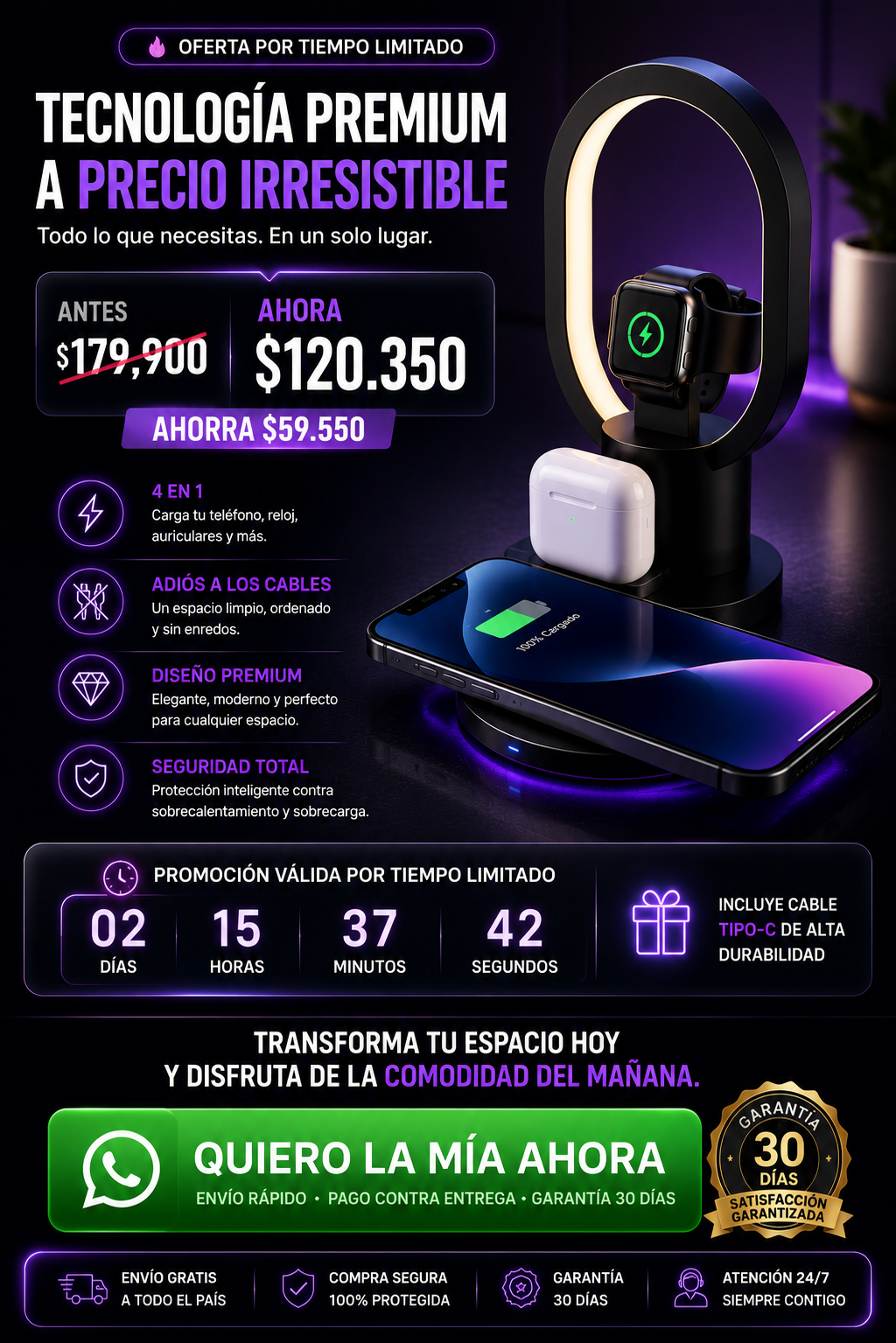 Base de Carga Inalámbrica 4 en 1 — sección 8