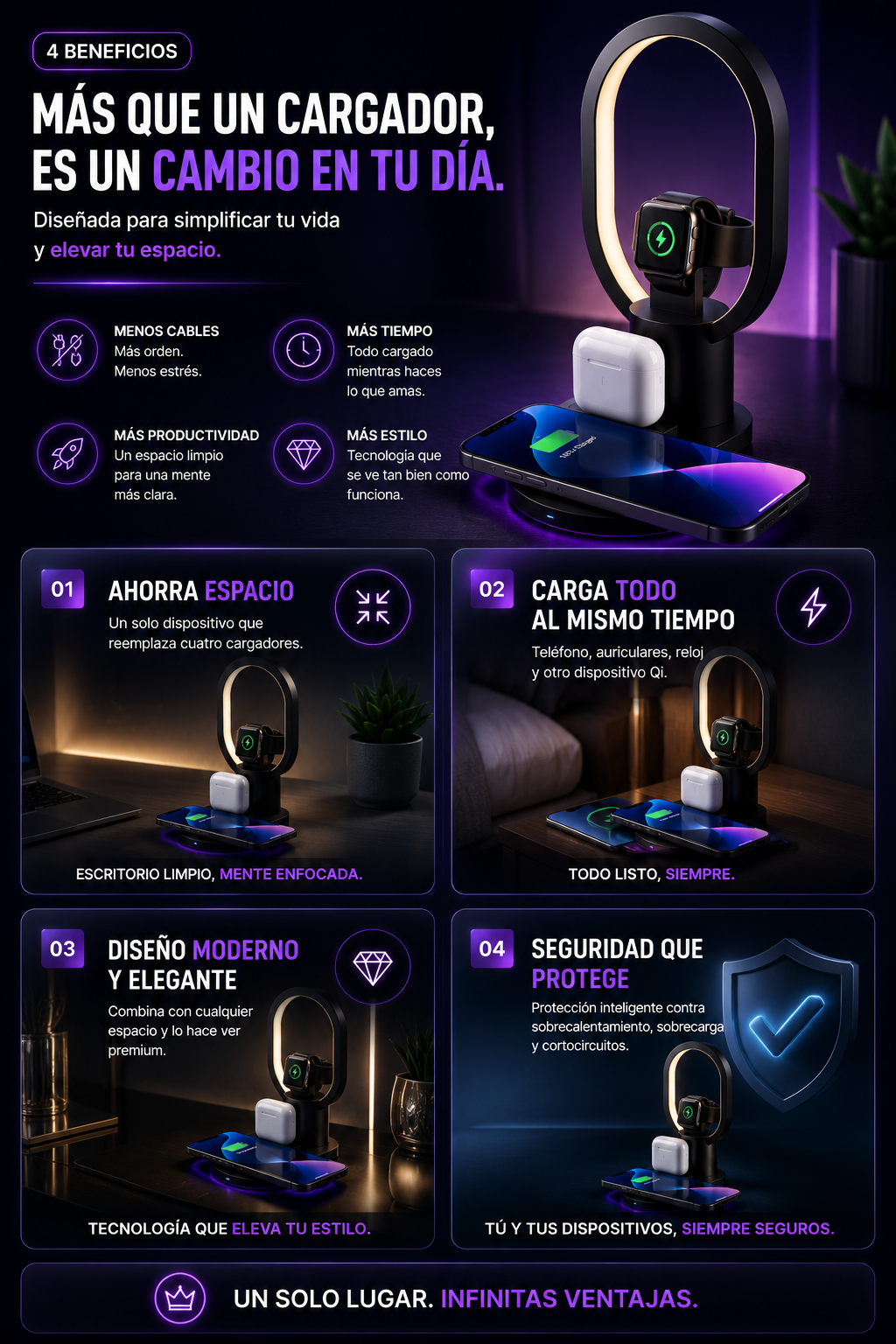 Base de Carga Inalámbrica 4 en 1 — sección 6