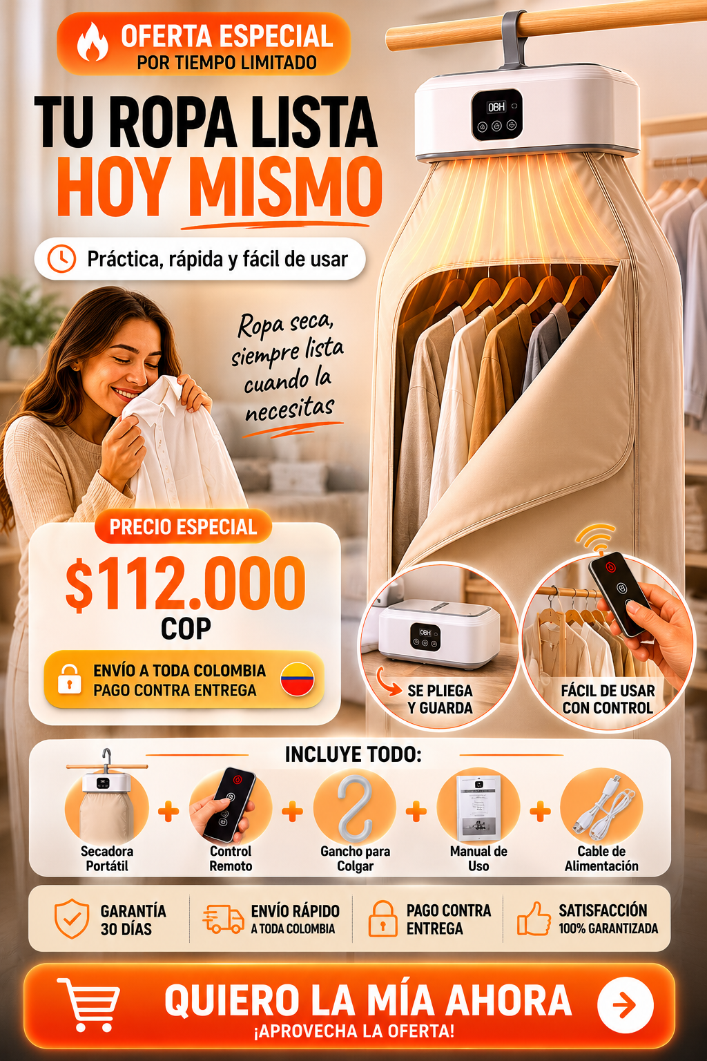 Secadora portátil plegable para ropa — sección 6