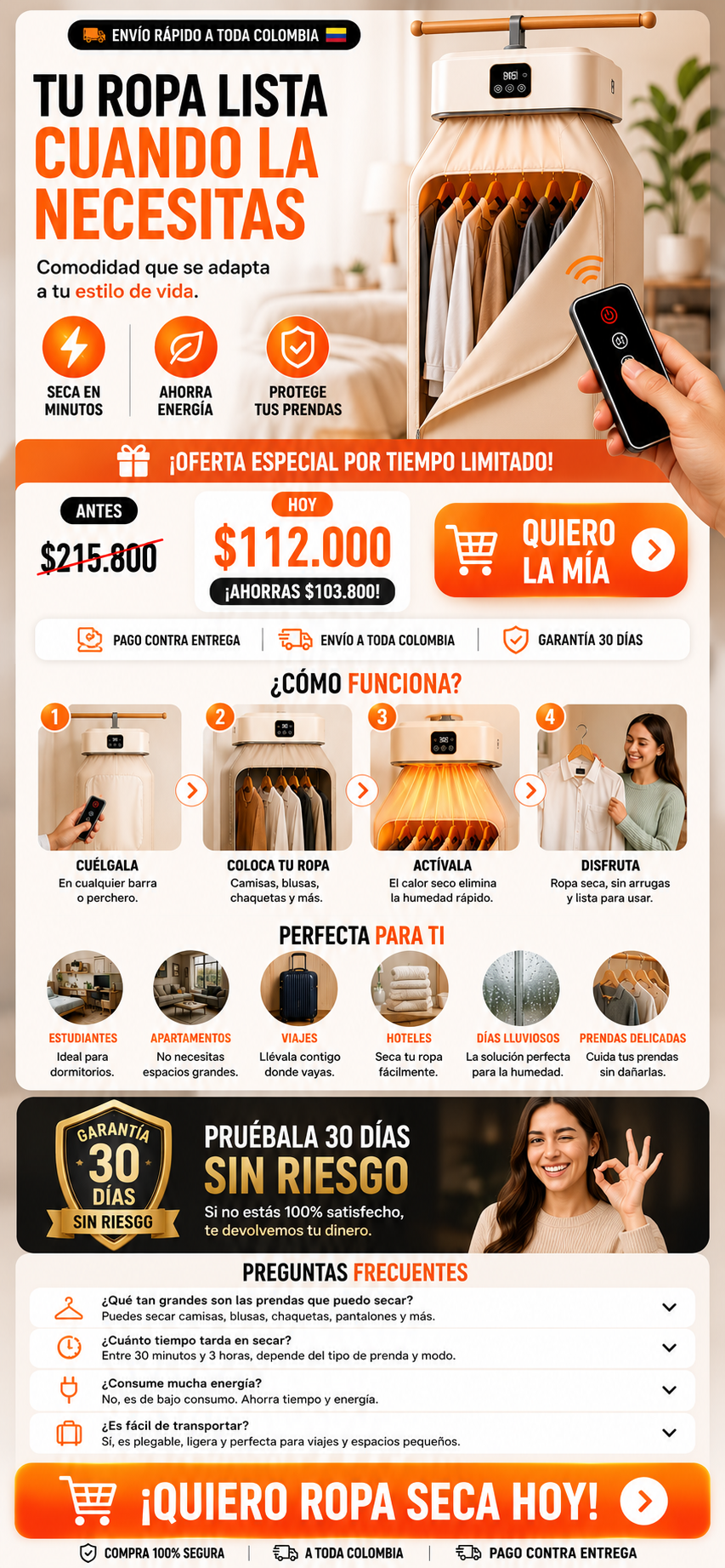 Secadora portátil plegable para ropa — sección 9