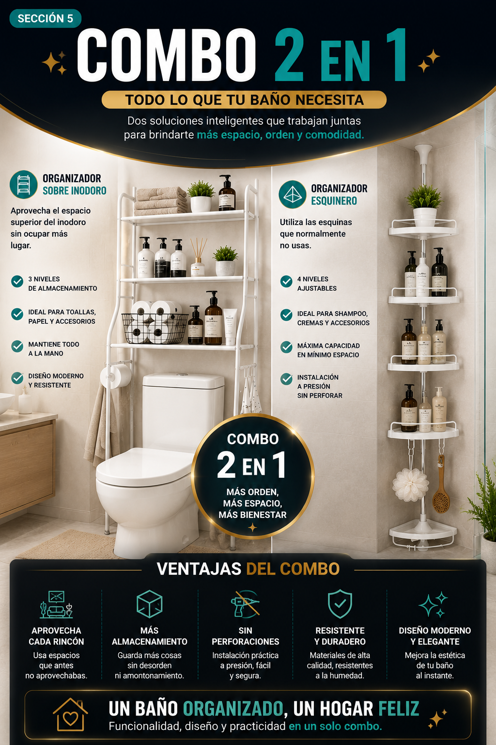 COMBO ORGANIZADOR DE BAÑO + ESQUINERO — sección 6