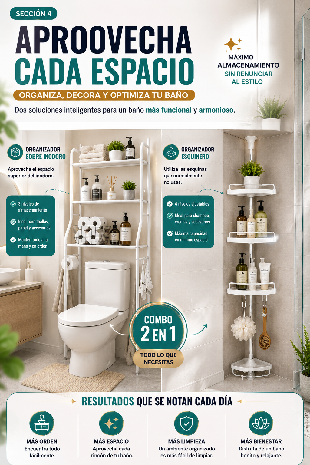 COMBO ORGANIZADOR DE BAÑO + ESQUINERO — sección 5