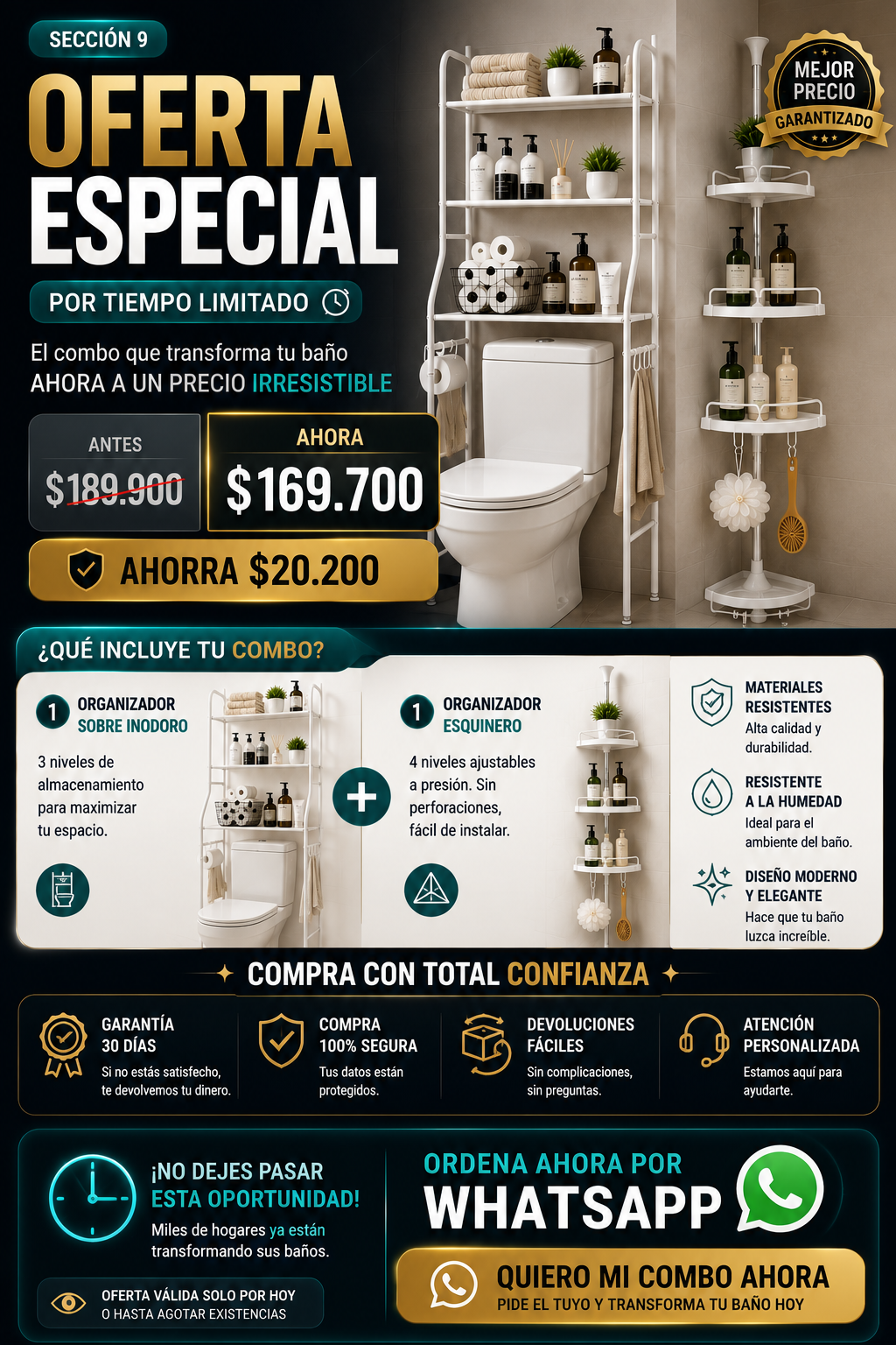 COMBO ORGANIZADOR DE BAÑO + ESQUINERO — sección 10