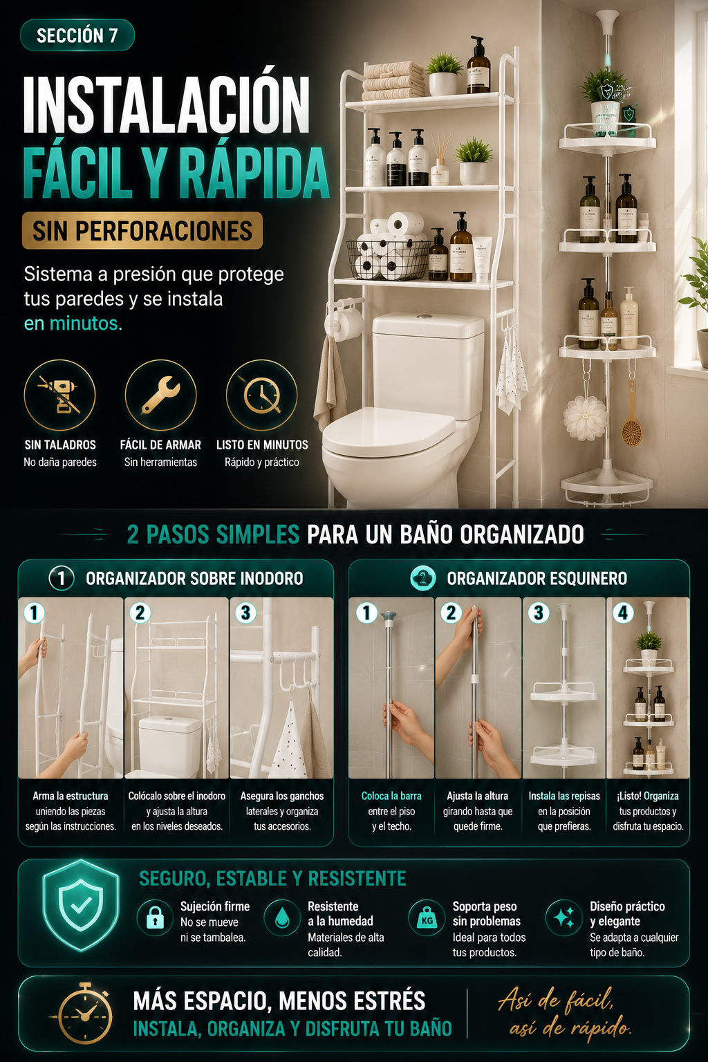 COMBO ORGANIZADOR DE BAÑO + ESQUINERO — sección 8