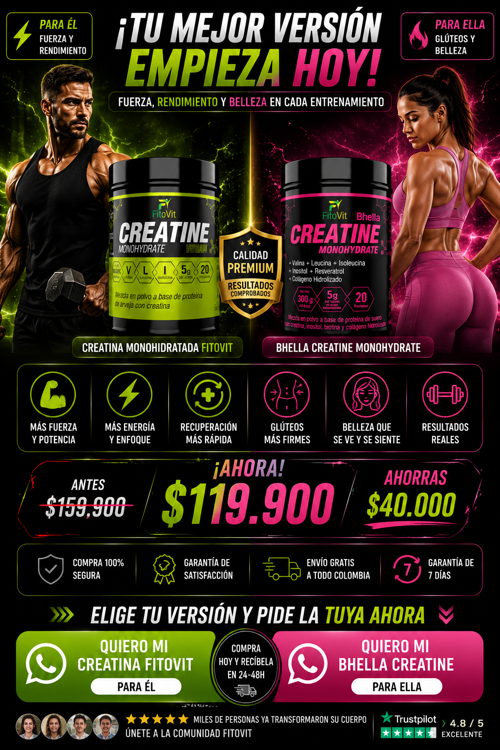creatine monohydratada 300gr MEN/Bhella — sección 8