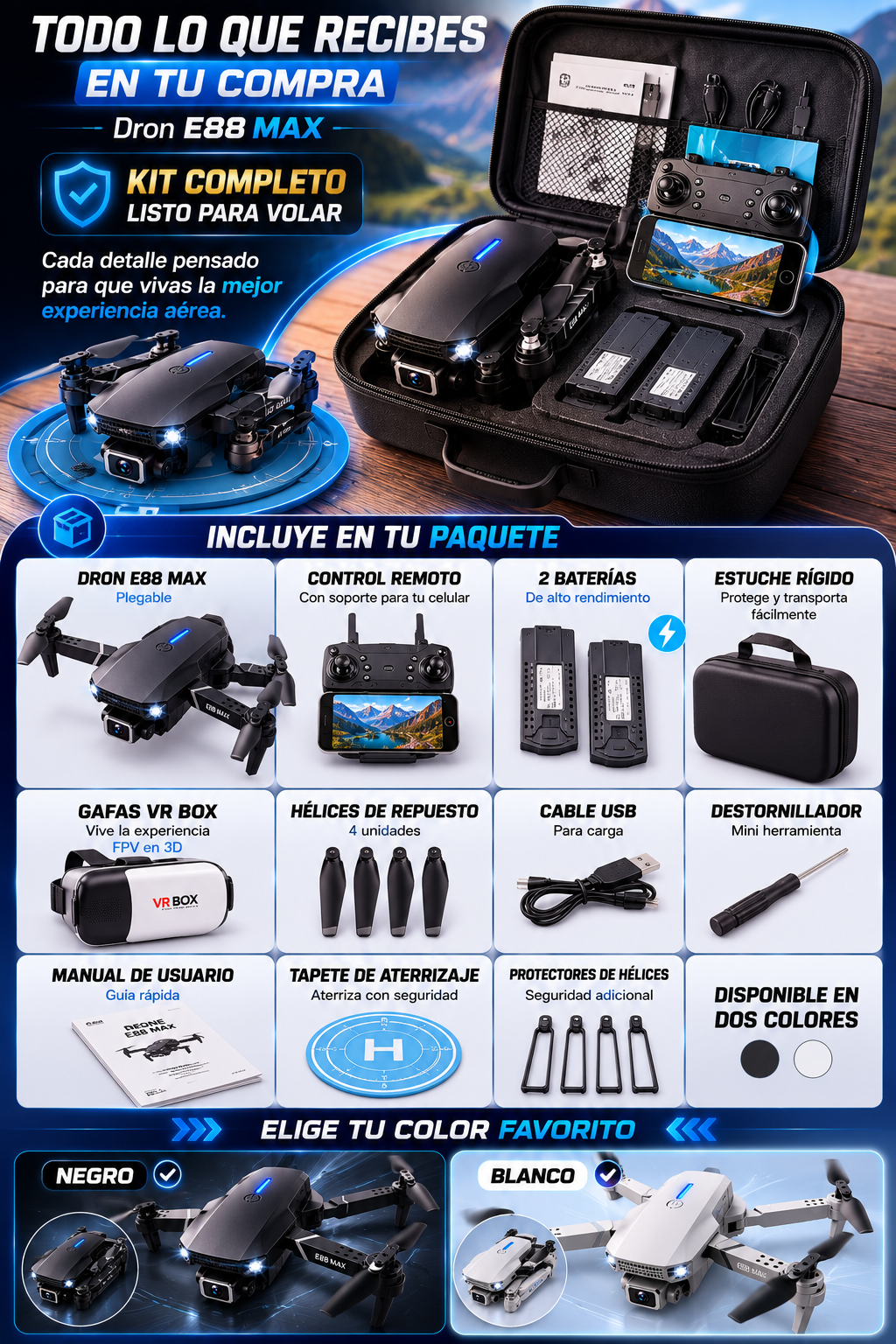 Dron E88 MAX — sección 7