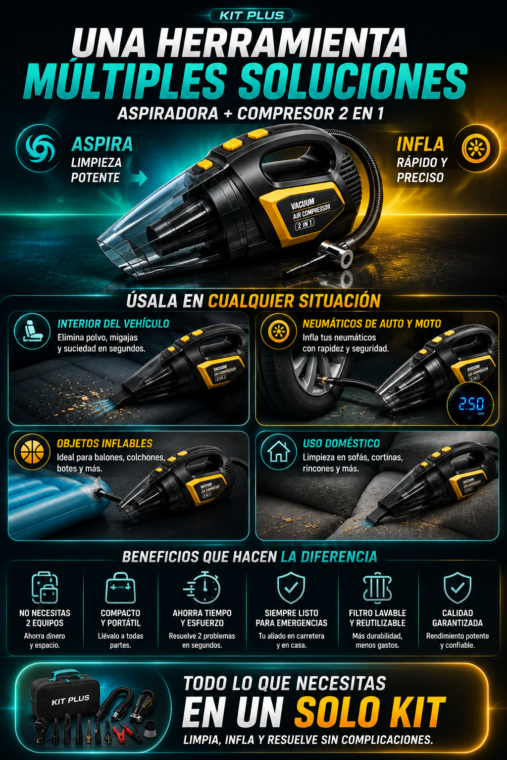 KIT PLUS ASPIRADORA + COMPRESOR — sección 6