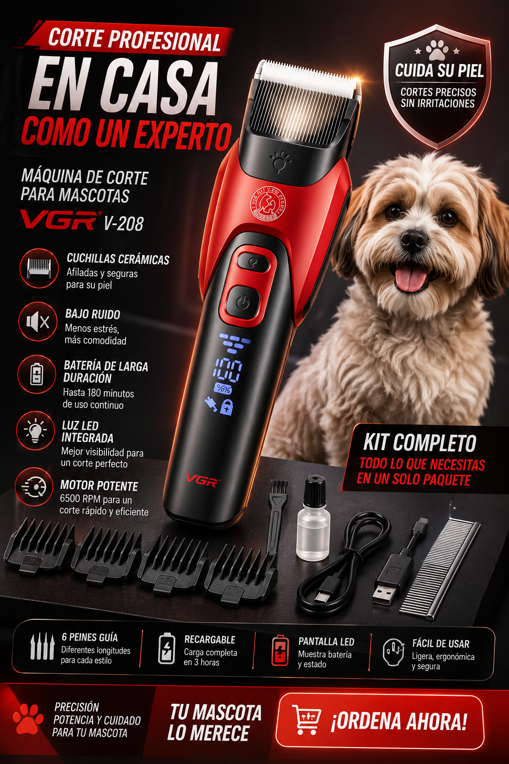 Maquina Corta Pelo Mascotas Vgr208 — sección 1