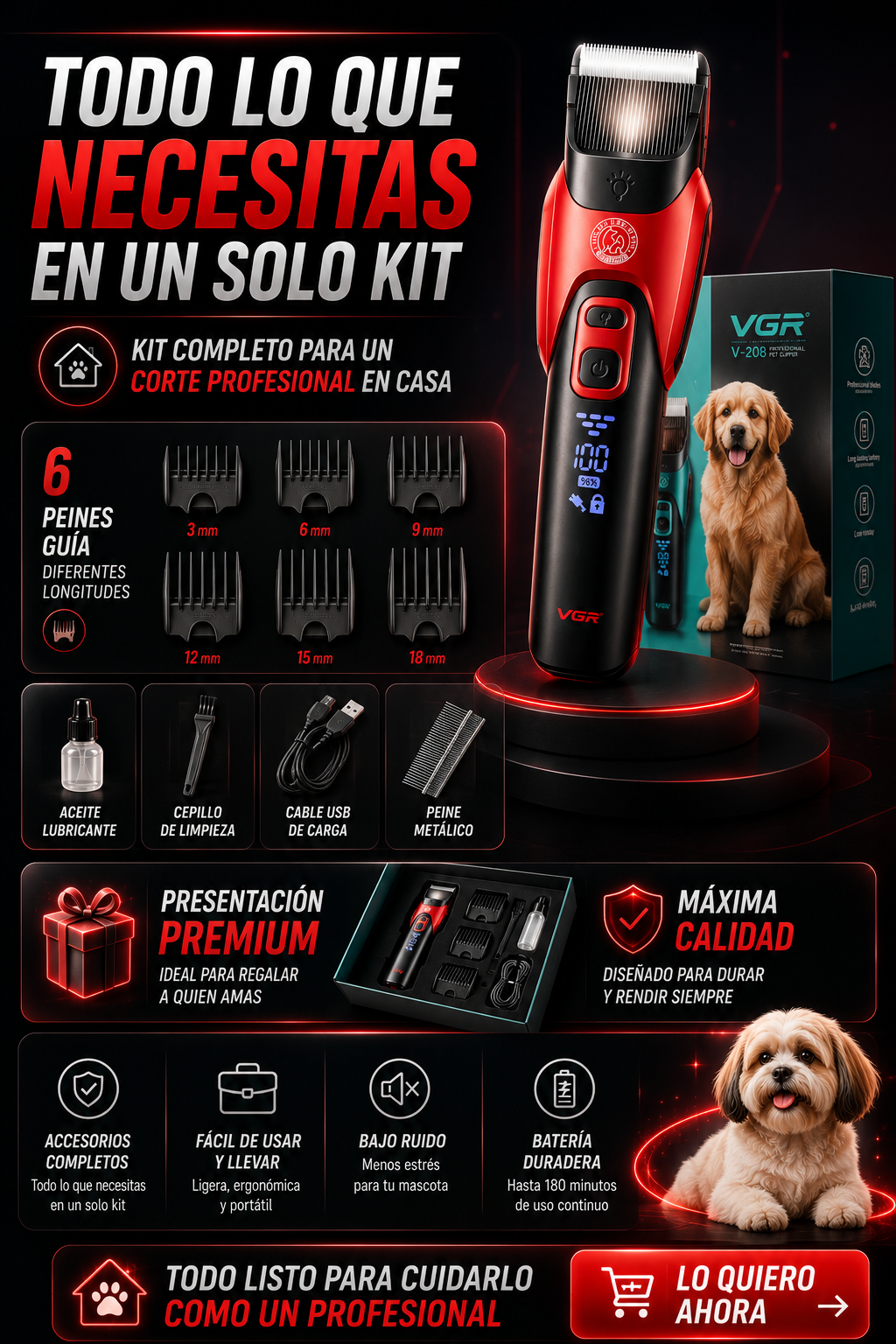 Maquina Corta Pelo Mascotas Vgr208 — sección 5