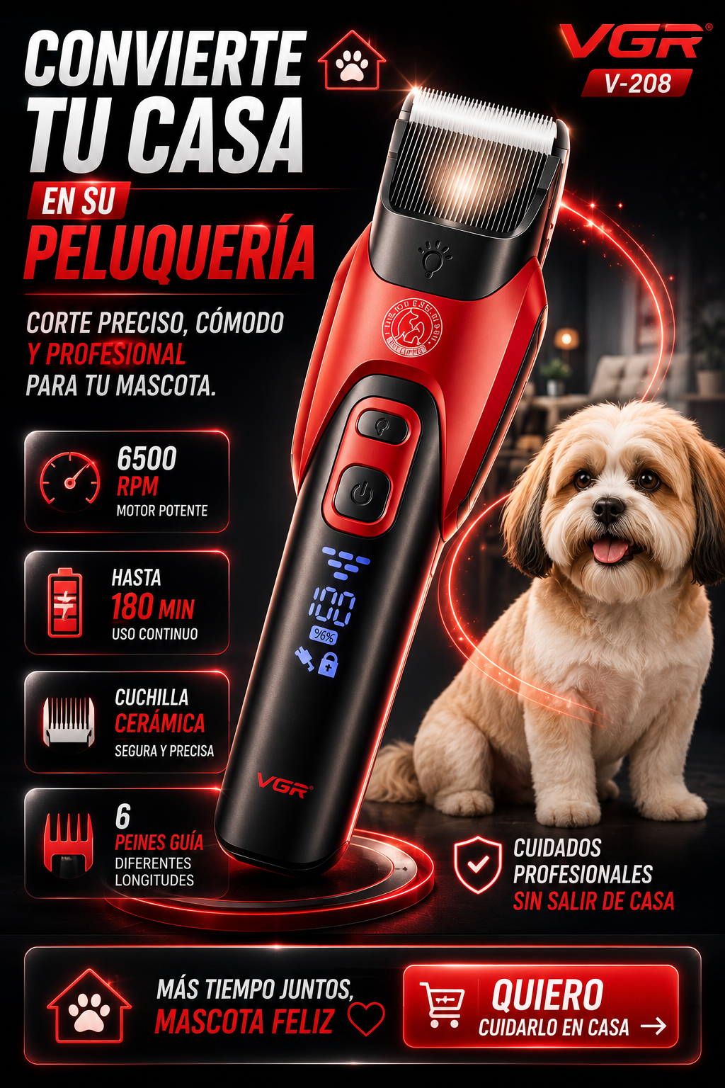 Maquina Corta Pelo Mascotas Vgr208 — sección 3