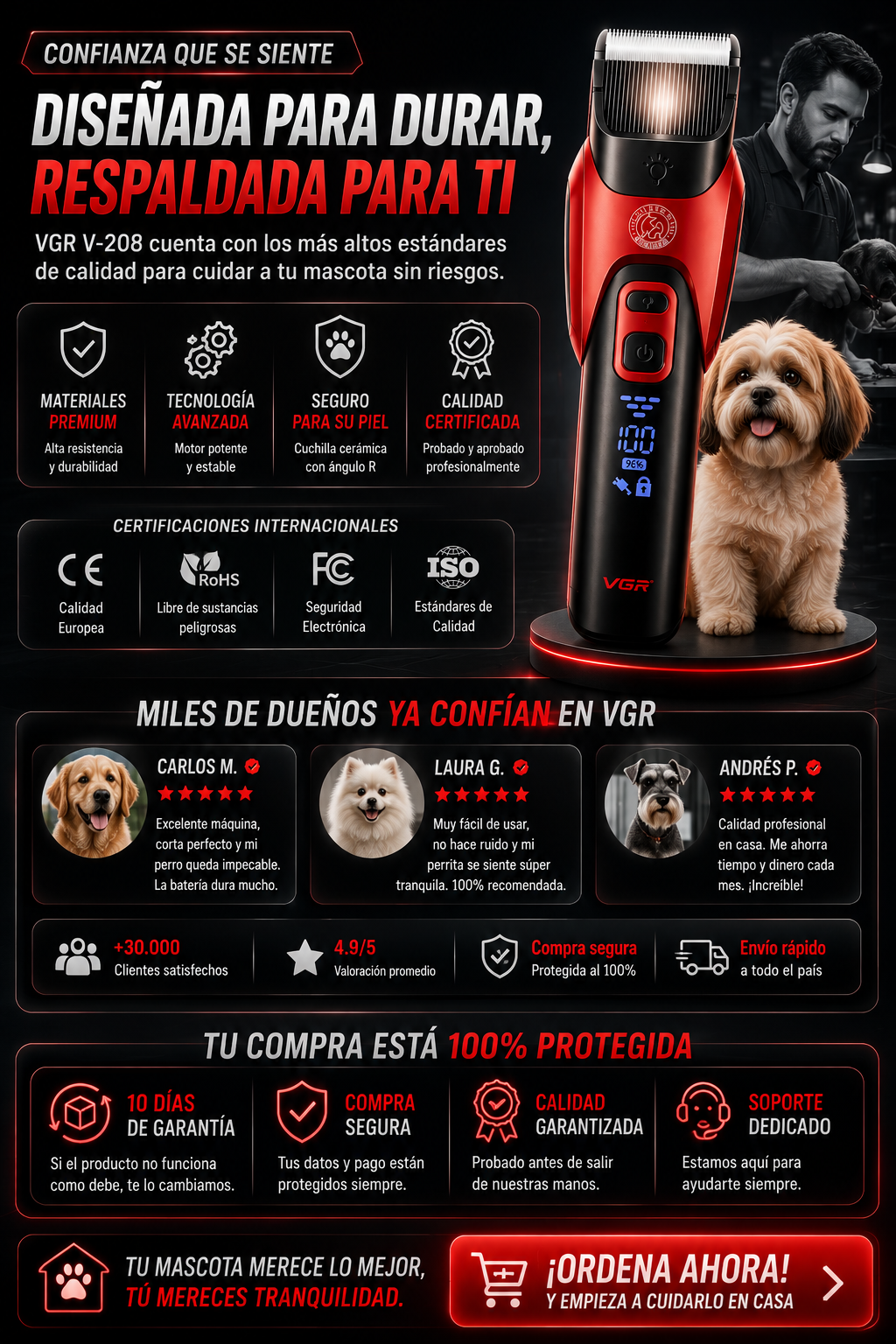 Maquina Corta Pelo Mascotas Vgr208 — sección 6