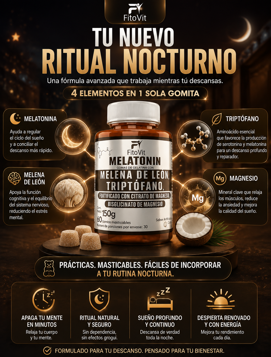 Melatonina+ Melena de Leon + Triptofano - x60Gomas — sección 4