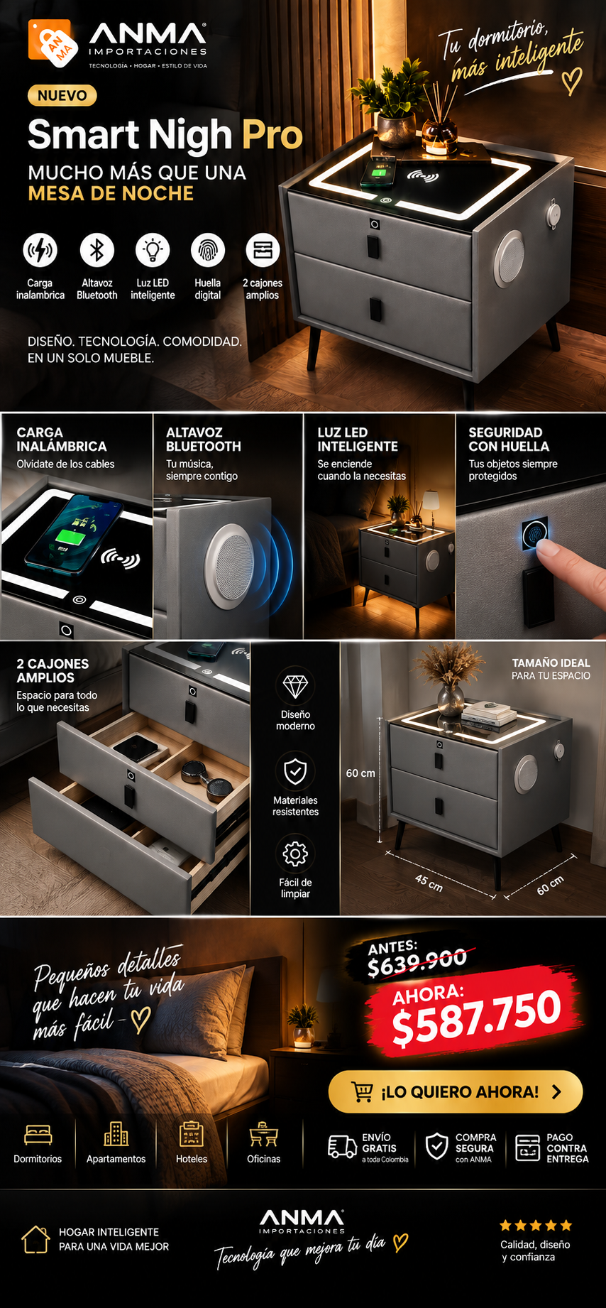 Mesa De Noche Smart Nigh Pro — sección 5