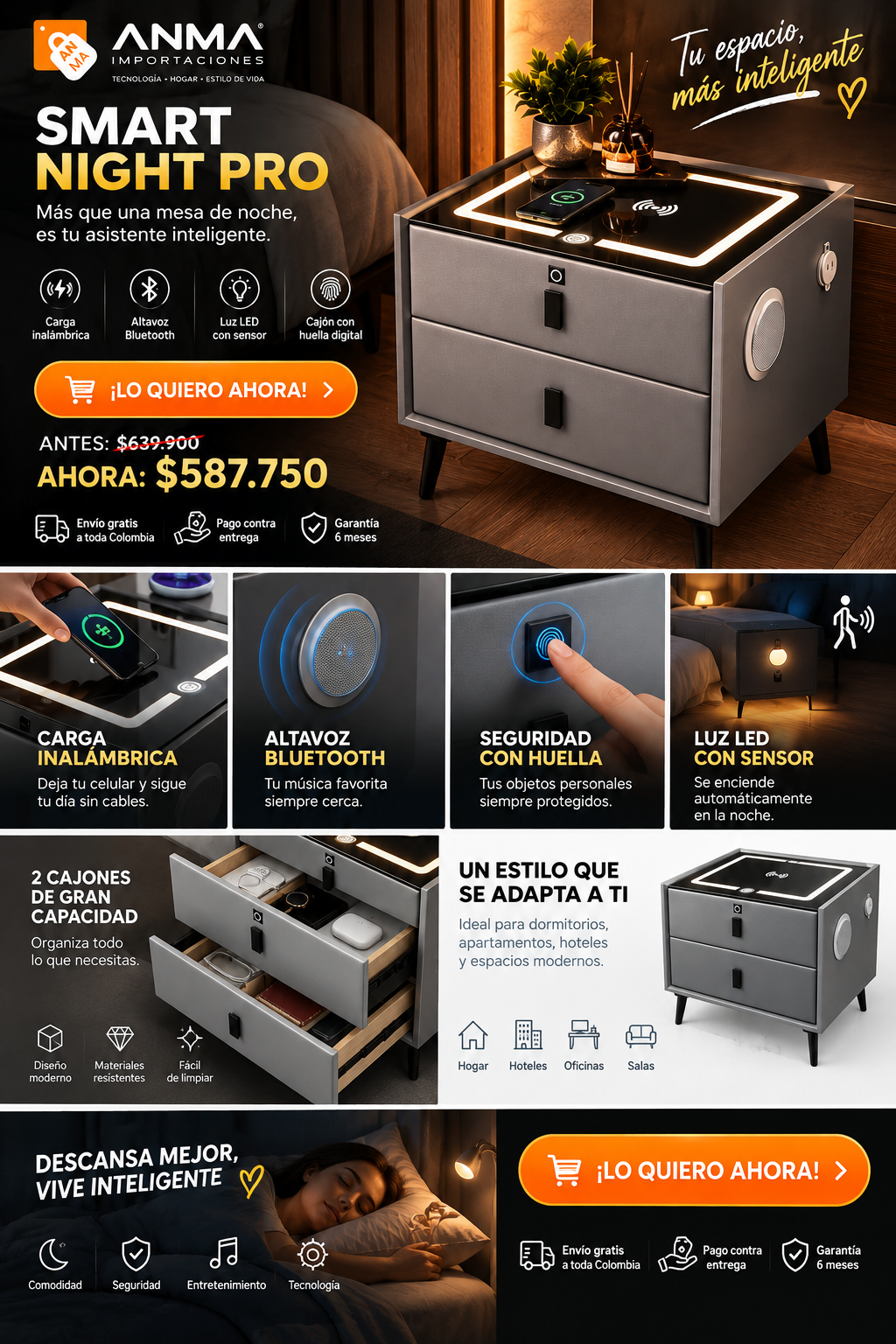 Mesa De Noche Smart Nigh Pro — sección 4