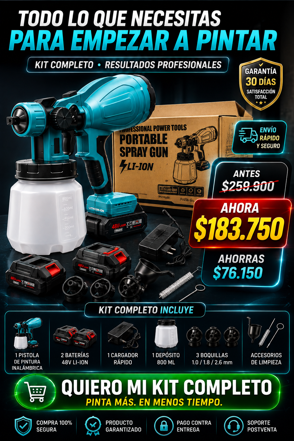 Pistola de pintura inalámbrica 48V Li-Ion — sección 8