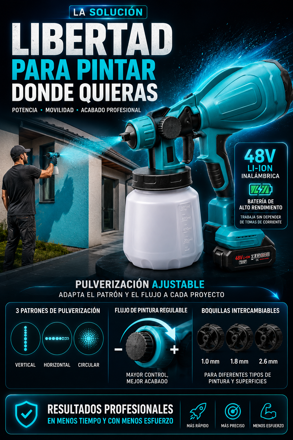 Pistola de pintura inalámbrica 48V Li-Ion — sección 4