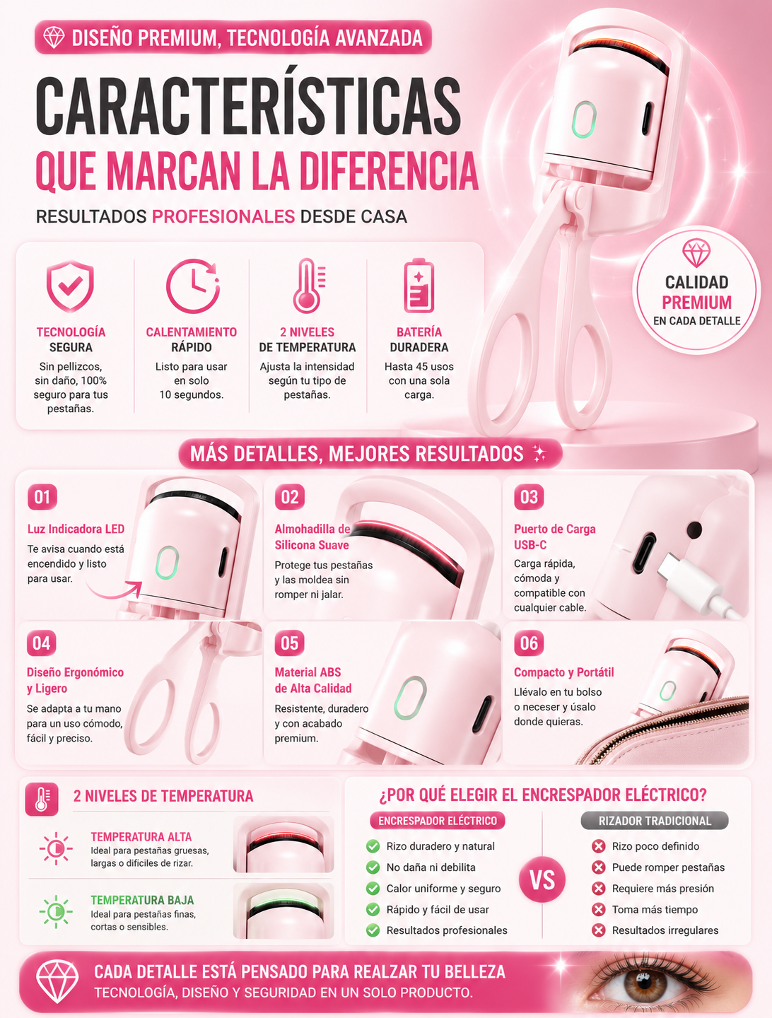 Rizador de pestañas electrico USB — sección 8
