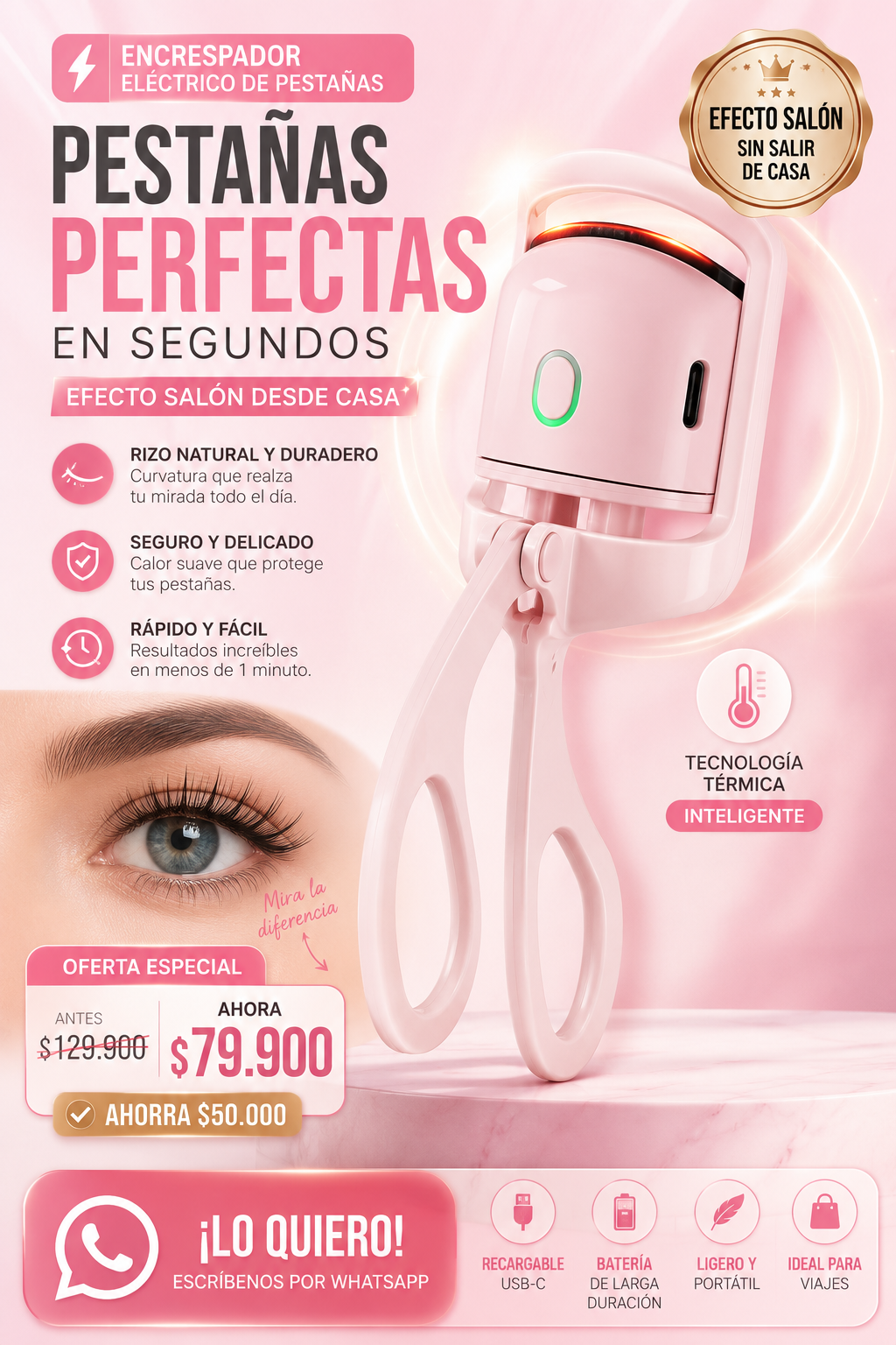 Rizador de pestañas electrico USB — sección 1