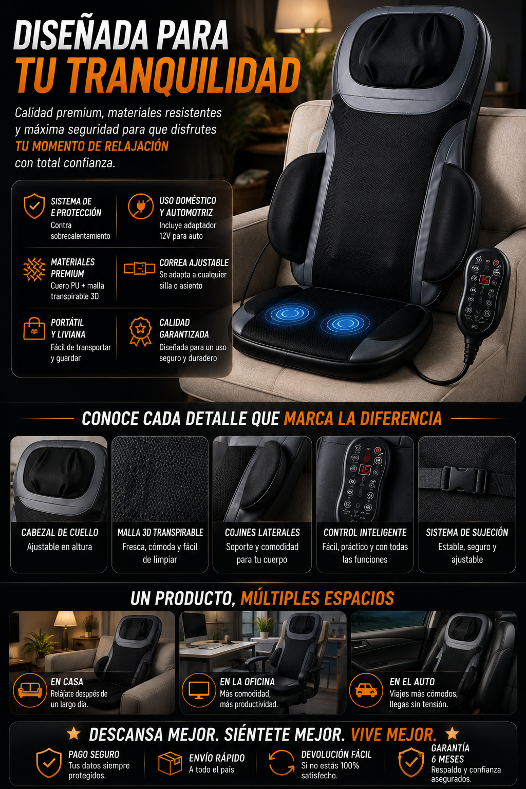Silla Masajeadora para vehiculo — sección 6