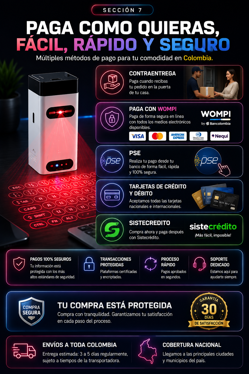 Teclado Virtual Bluetooth — sección 8