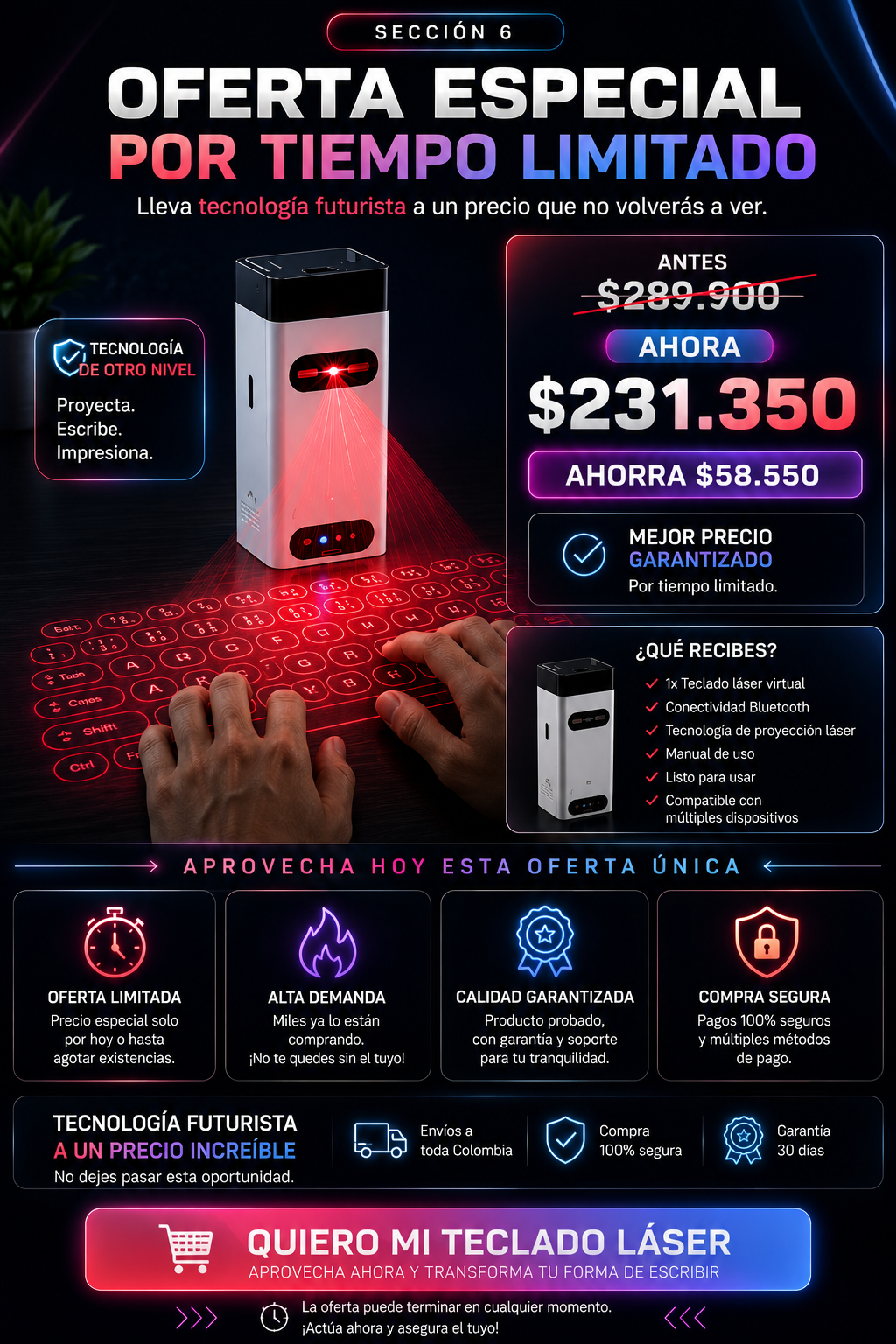 Teclado Virtual Bluetooth — sección 7